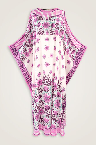 Garp Çiçeği Pembe Krep İpek Kaftan - Imannoor (1)