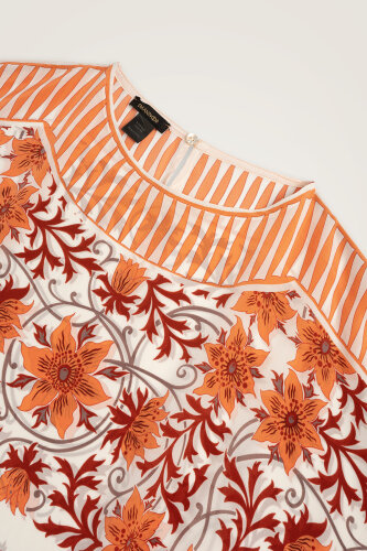 Garp Çiçeği Turuncu Krep İpek Kaftan - Imannoor (2)