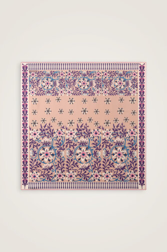 Garp Çiçeği Vizon-Pembe Tivil İpek Eşarp 90x90 - Imannoor (2)