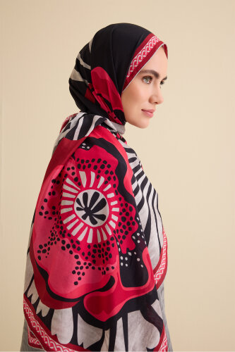 Gelincik Kırmızı Pamuk Floş Şal 72x212 - Imannoor (1)