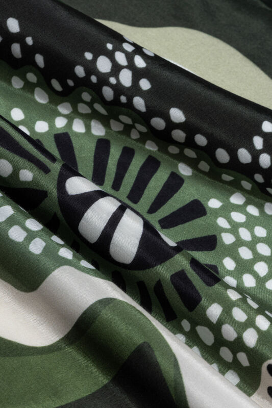 Gelincik Yeşil Pamuk Floş Şal 72x212 - 4