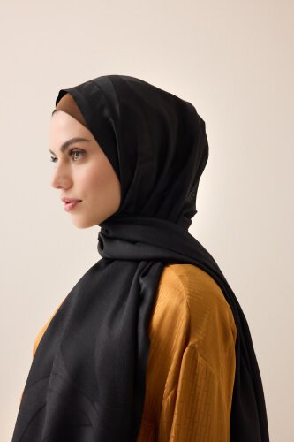 Giant Bambunoor Black Wool Silk Scarf 