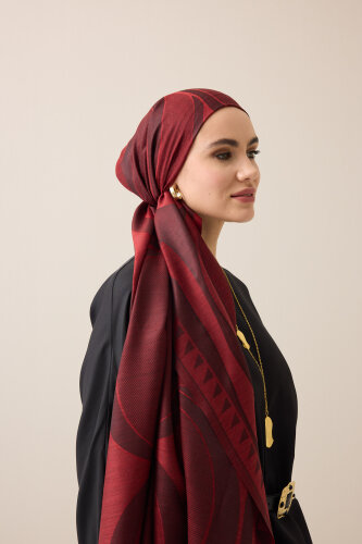 Giant Bambunoor Burgundy Wool Silk Scarf - Imannoor