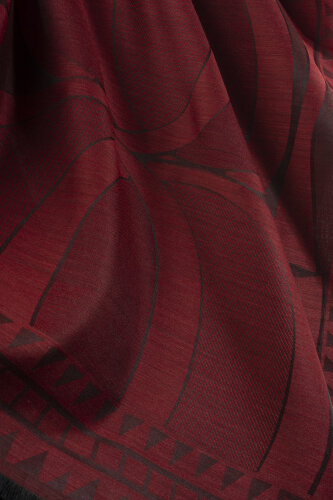 Giant Bambunoor Burgundy Wool Silk Scarf - 4