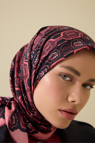 Girdap Bordo Tivil İpek Eşarp 95x95 