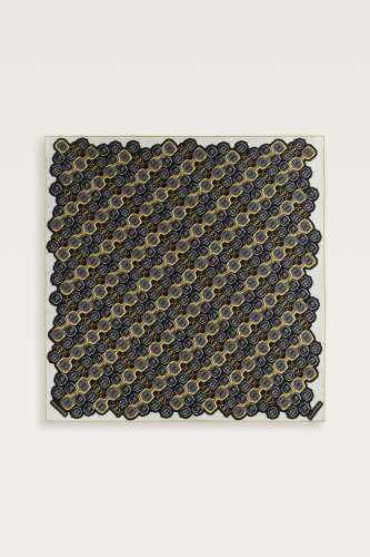 Girdap Siyah-Altın Tivil İpek Eşarp 95x95 - Imannoor (2)