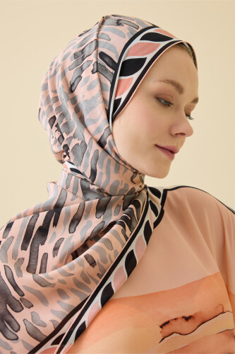 Göl Kenarı Somon Krep İpek Kaftan Şal 70x210 - Imannoor (3)