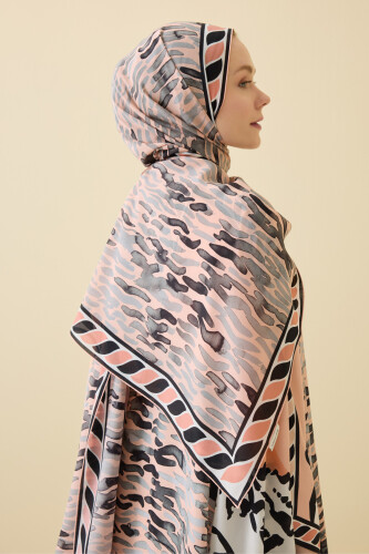 Göl Kenarı Somon Krep İpek Kaftan Şal 70x210 