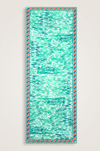 Göl Kenarı Yeşil Krep İpek Kaftan Şal 70x210 - 2