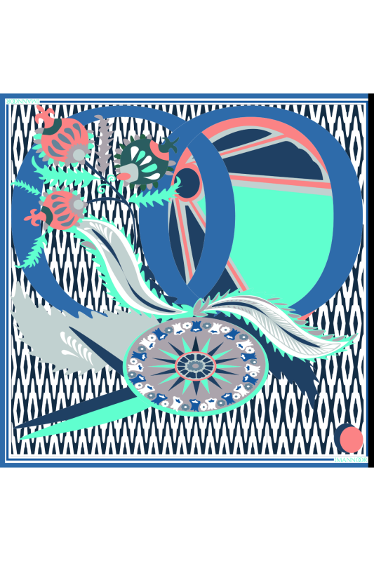 Golden OO Scarf Blue - 1