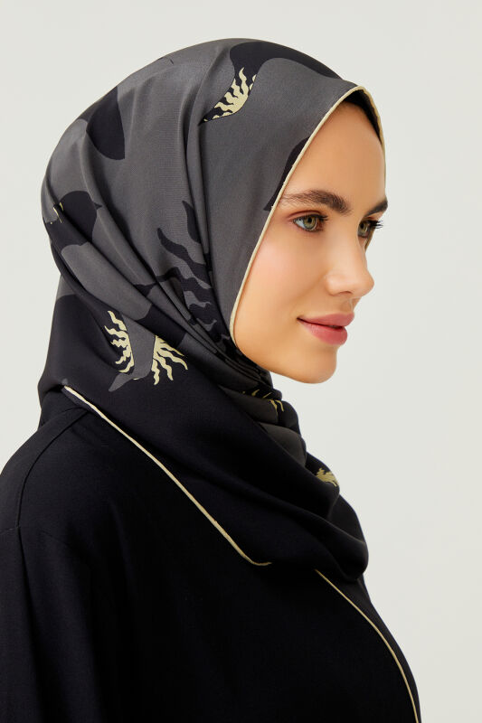 Gölge Siyah İpek Şal - 4
