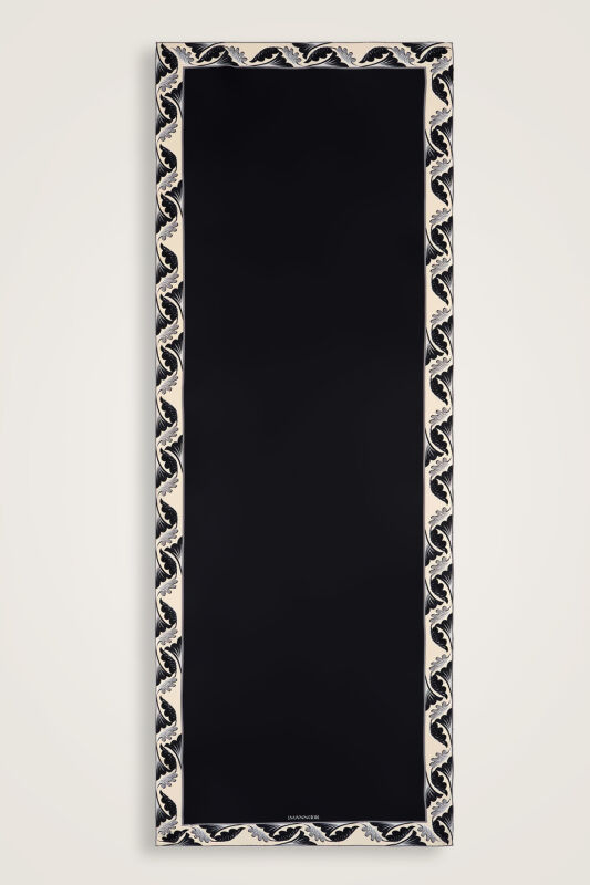 Gülün İsmi Leyla Siyah/Krem Krep İpek Şal 70x200 - 2