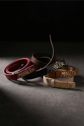 Gümüş Tokalı Krem Deri Kemer - Imannoor (4)