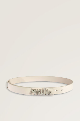 Gümüş Tokalı Krem Deri Kemer - Imannoor (1)