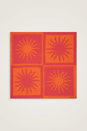 Güneş Kare Pembe Tivil İpek Eşarp 90x90 