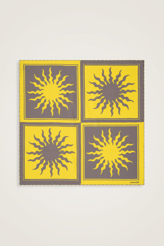 Güneş Kare Sarı Tivil İpek Eşarp 90x90 