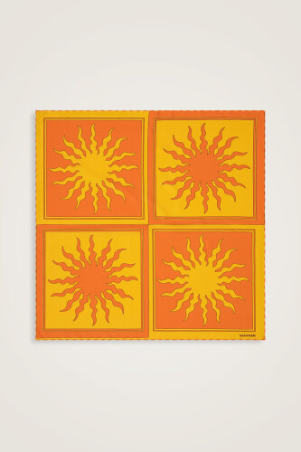 Güneş Kare Turuncu Tivil İpek Eşarp 90x90 