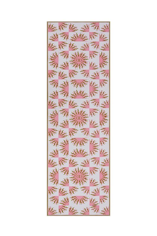 Güneş Monogram Pembe Krep İpek Şal - 1