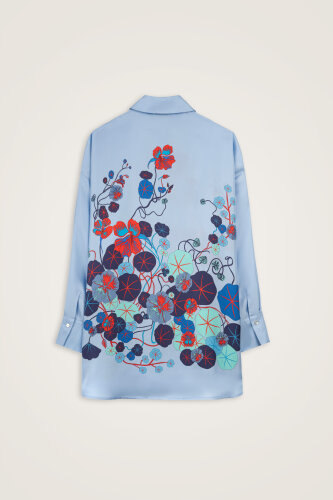 Havuz Çiçeği Mavi Tivil İpek Gömlek - Imannoor (3)