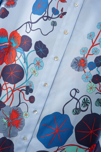 Havuz Çiçeği Mavi Tivil İpek Gömlek - Imannoor (2)