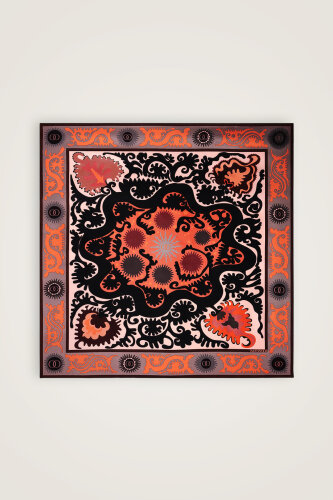 Hayat Salmon-Red Double-Sided Twill Silk Scarf - Imannoor (1)