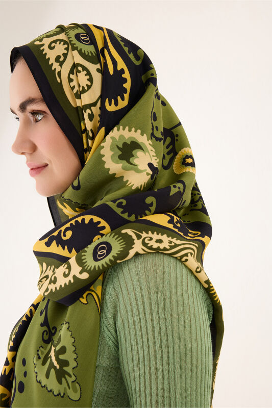 Hayat Yeşil Floş Viskon Şal 70x210 - 4