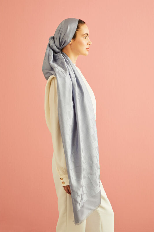 Honeycomb Monogram Cashmere Silk Shawl Grey - 4