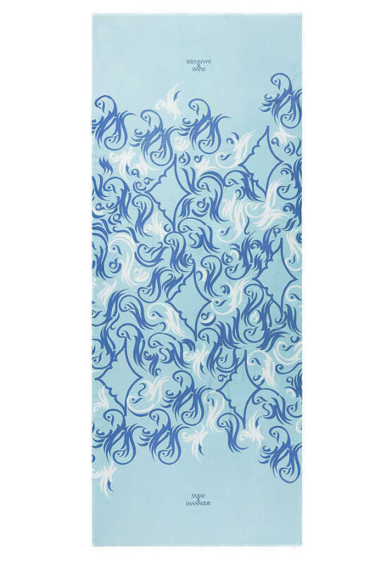 Hud Hud Silk Shawl Blue - 1