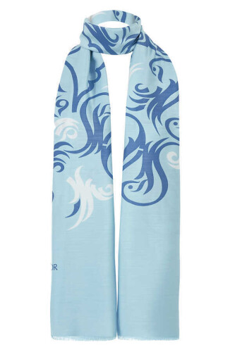 Hud Hud Silk Shawl Blue - 3