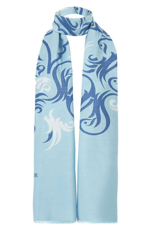 Hud Hud Silk Shawl Blue - 3