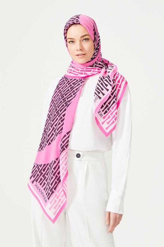 Hulahup Pembe İpek Eşarp - 2