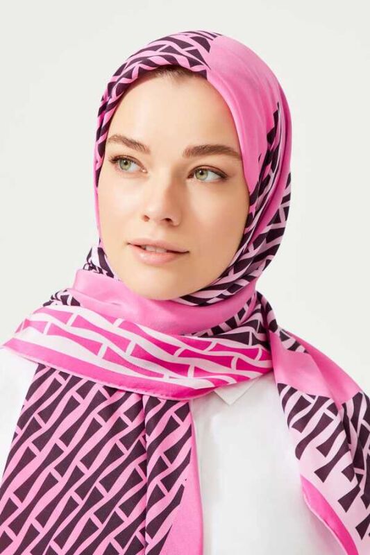 Hulahup Pembe İpek Eşarp - 4
