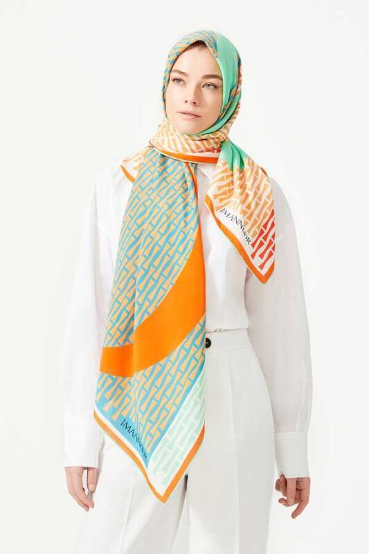 Hulahup Turuncu İpek Eşarp - 2