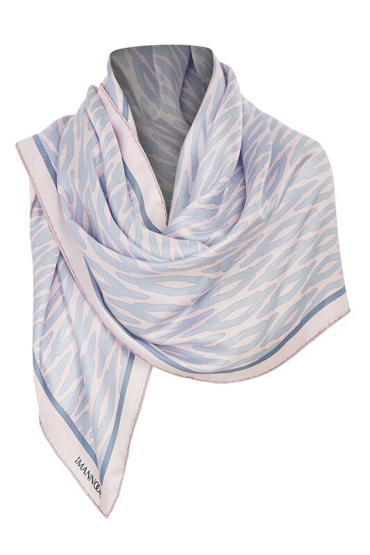 İkat Logo Twill Silk Scarf Blue - 6