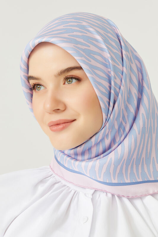 İkat Logo Twill Silk Scarf Blue - 4