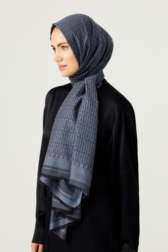 Iman I Cotton Silk Shawl Dark Grey - 2