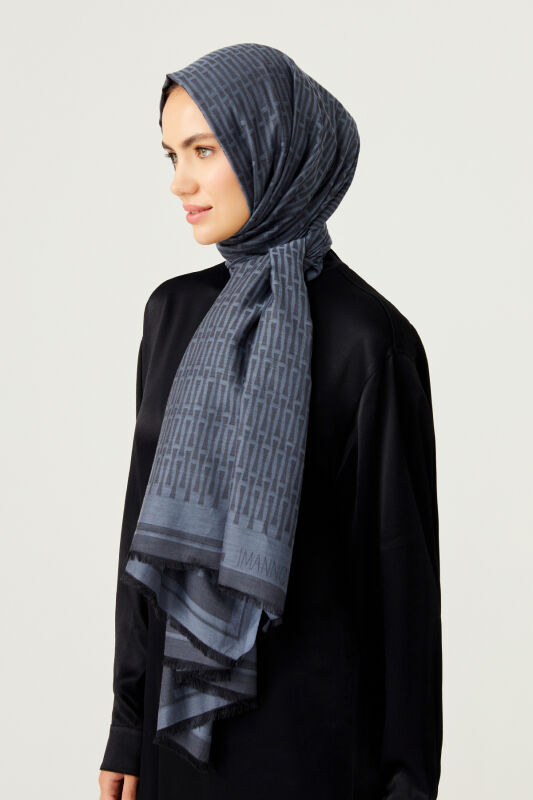 Iman I Cotton Silk Shawl Dark Grey - 2