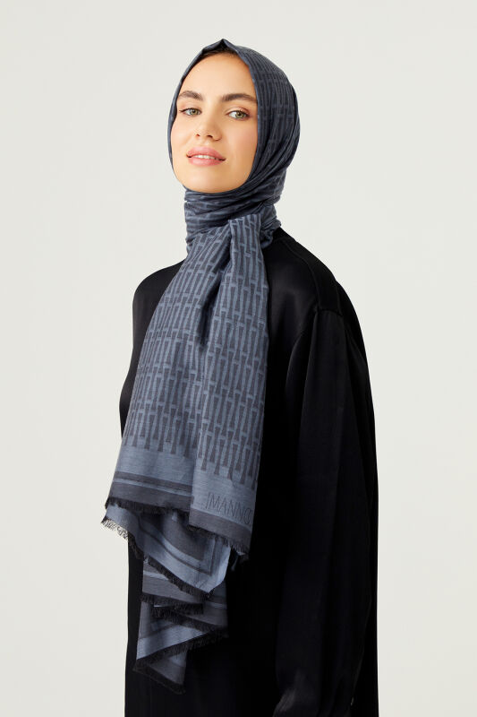 Iman I Cotton Silk Shawl Dark Grey - 4