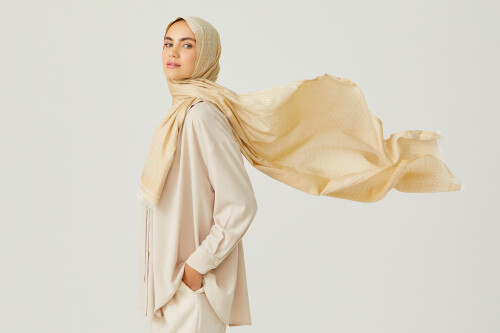 Iman I Cotton Silk Shawl Natural - 4