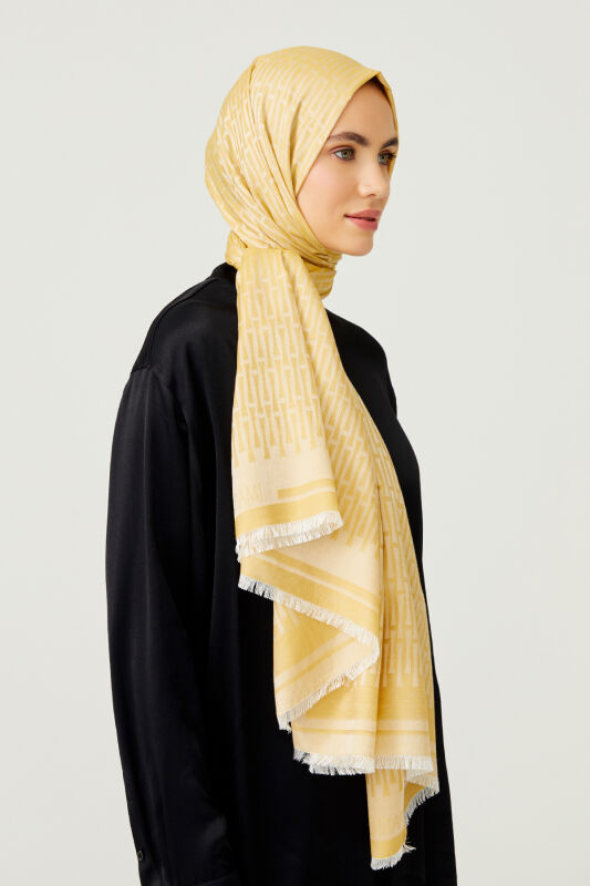 Iman I Cotton Silk Shawl Yellow - 2