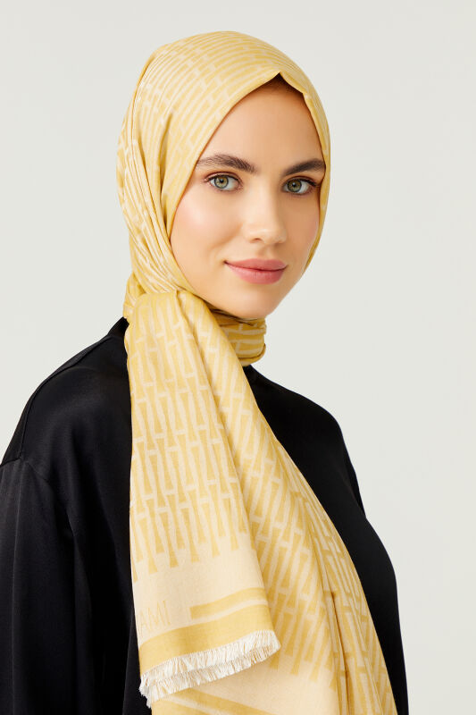 Iman I Cotton Silk Shawl Yellow - 4