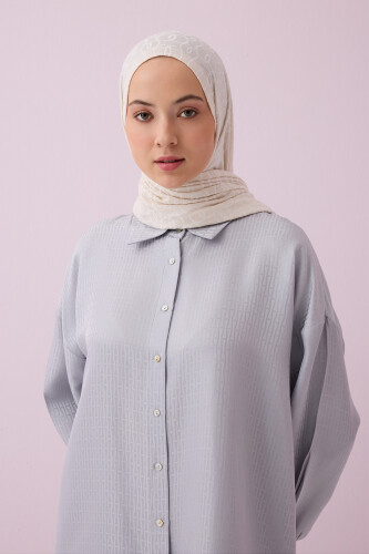 Iman I Gümüş İpek Pijama Gömlek - Imannoor