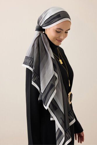 İman Kapısı Gri Floş Pamuk Şal 70x210 - Imannoor