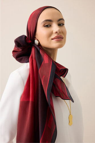 İman Kapısı Vişne Floş Pamuk Şal 70x210 - Imannoor (1)