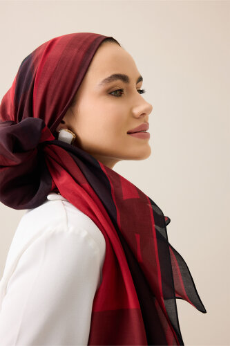 İman Kapısı Vişne Floş Pamuk Şal 70x210 - Imannoor (3)