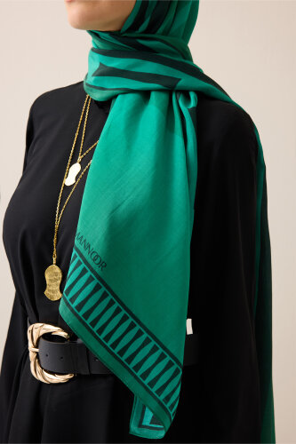 İman Kapısı Yeşil Floş Pamuk Şal 70x210 - Imannoor (3)