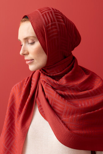 İman Kare Kiremit Naia Pamuk Şal 70x210 - Imannoor (3)