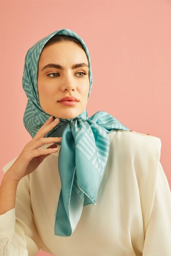 Iman Kare Mint Tivil İpek Eşarp - 4