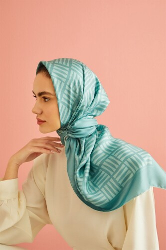 Iman Kare Mint Tivil İpek Eşarp - 2