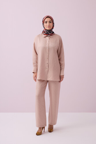 İman Kare Pudra İpek Pijama Pantolon - Imannoor
